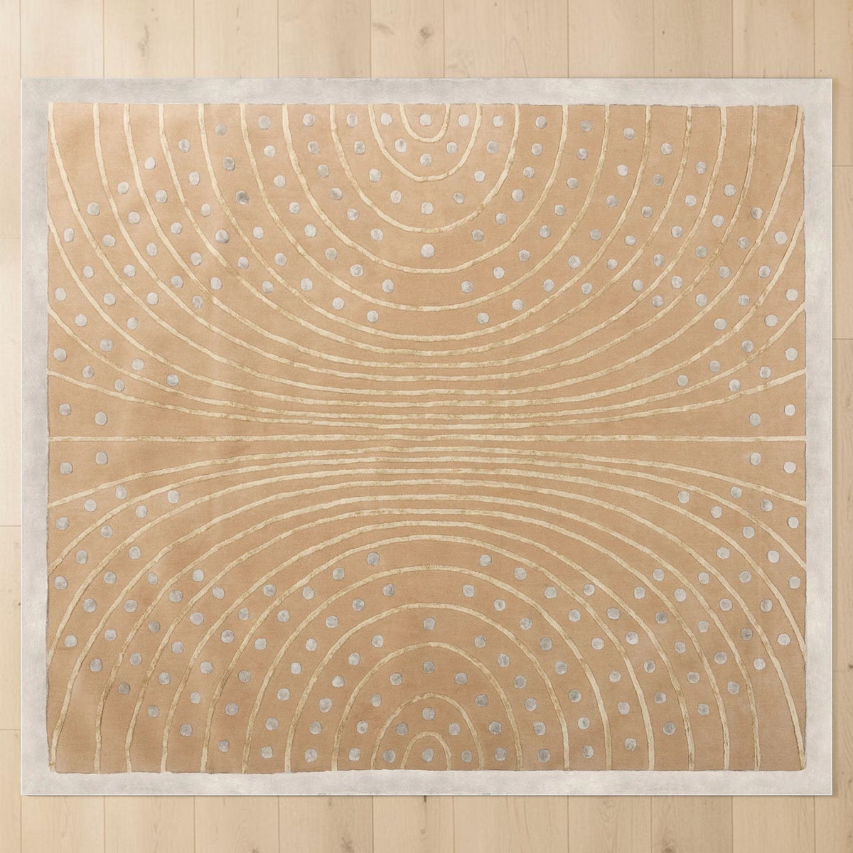 Modern Beige & Gray, Geometric Living Room Carpet, Hand-Tufted Wool Blend 10x11 Area Rug