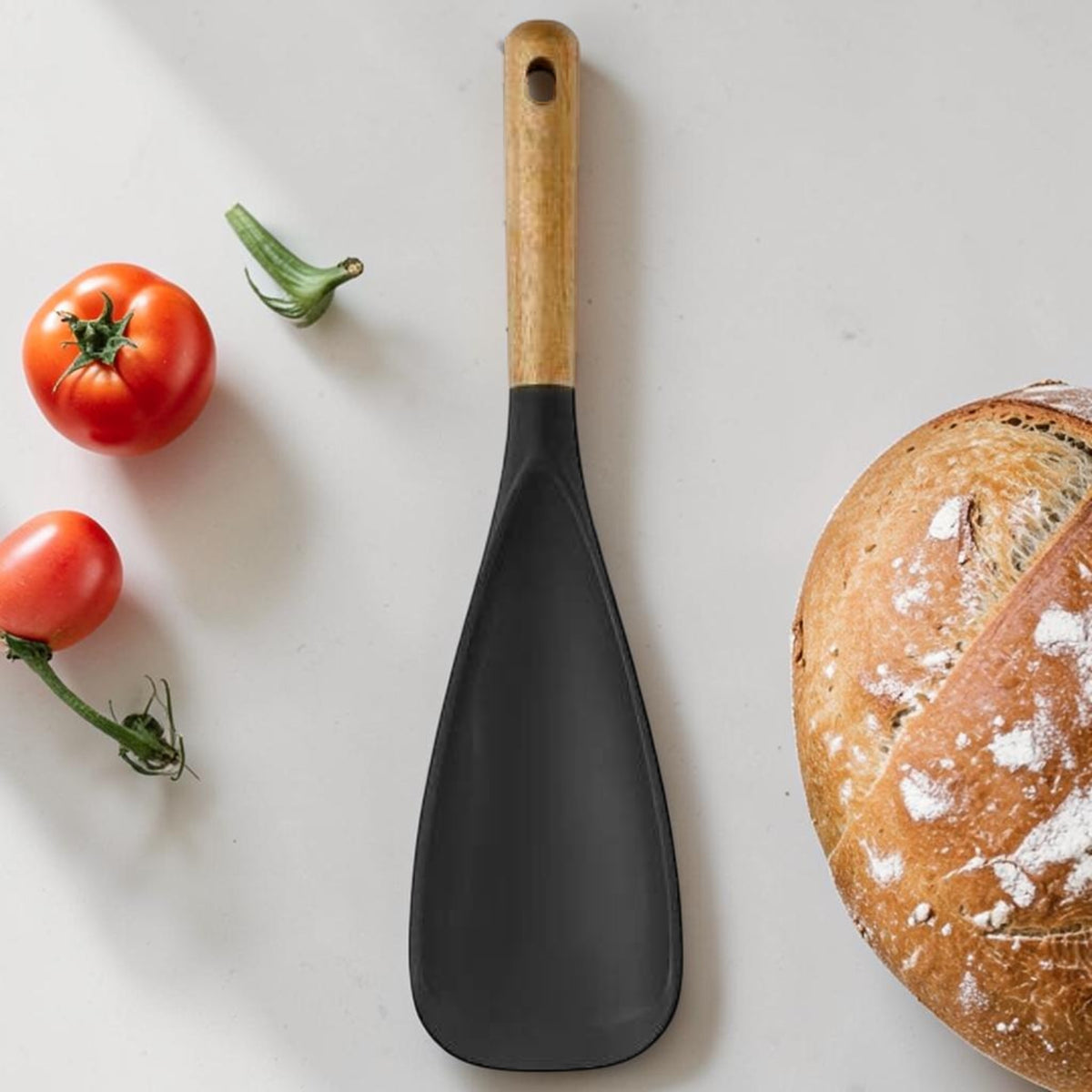 Silicone Cooking Spatula with Acacia Wood Handle 12 Inch, Kitchen Utensil