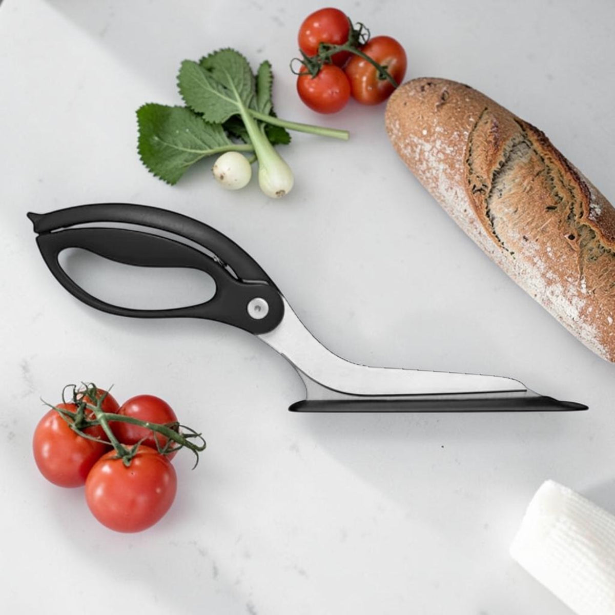 Pizza Cutting Scissors with Serving Spatula Base Black, Kitchen Tool