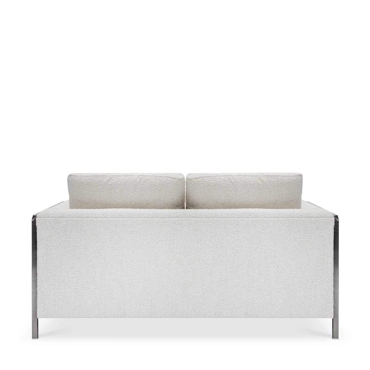 Modern Beige Bouclé, Loveseat Sofa with Cushions & Brushed Nickel Steel Legs, Living Room Sofa