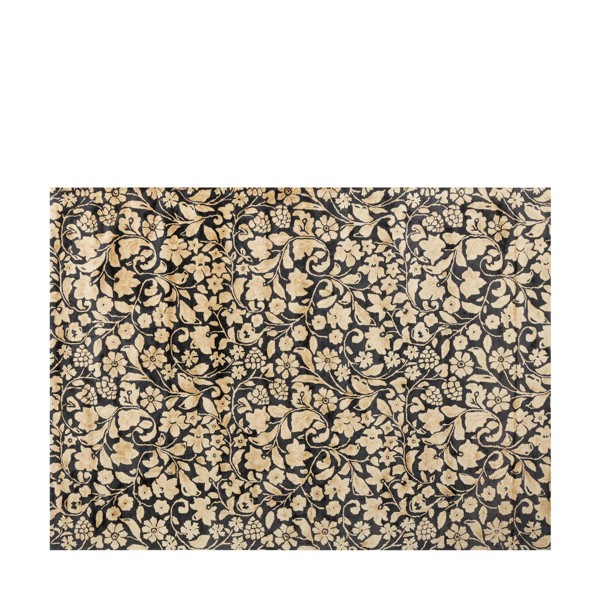 Vintage Black & Gold, Floral Living Room Carpet, Hand-Tufted Viscose 8x11 Area Rug