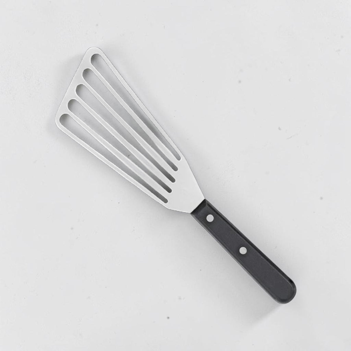 Stainless Steel Slotted Fish Spatula with Black Handle, 6.5 Inch, Kitchen Tool