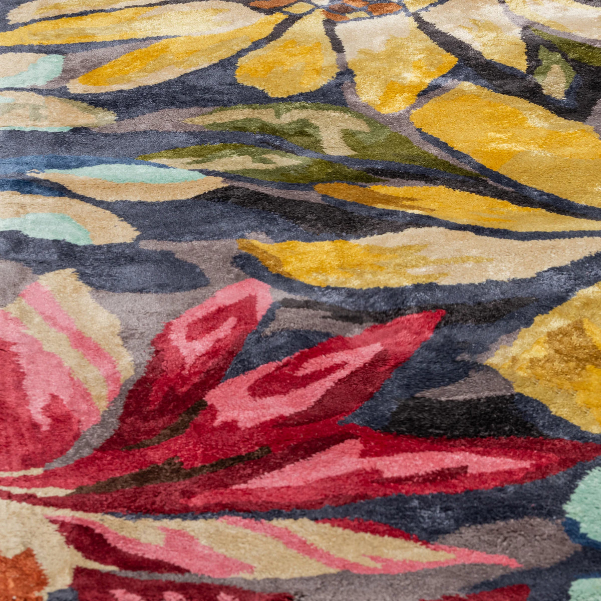Botanical Multicolor, Floral Living Room Carpet, Hand-Tufted Viscose 8x11 Area Rug