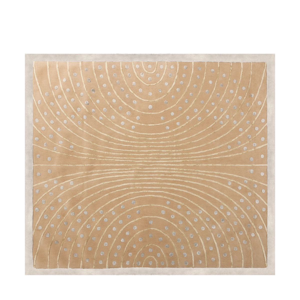 Modern Beige & Gray, Geometric Living Room Carpet, Hand-Tufted Wool Blend 10x11 Area Rug